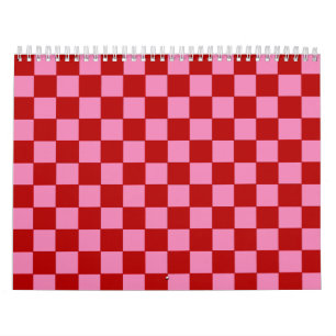 Chequered Red and Hot Pink Calendar