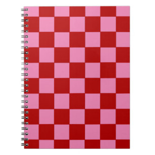 Chequered Red and Hot Pink Notebook