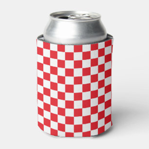 Chequered Red and White Can Cooler