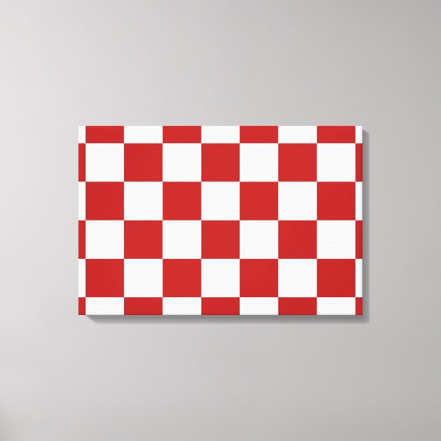 Chequered Red and White Canvas Print (Front)
