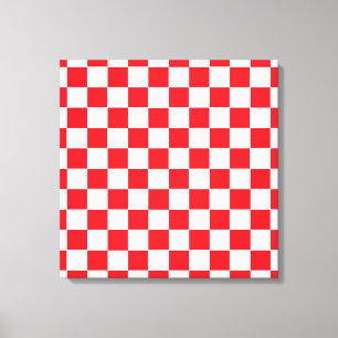 Chequered Red and White Canvas Print
