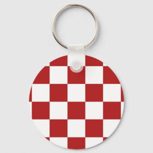 Chequered Red and White Keychain