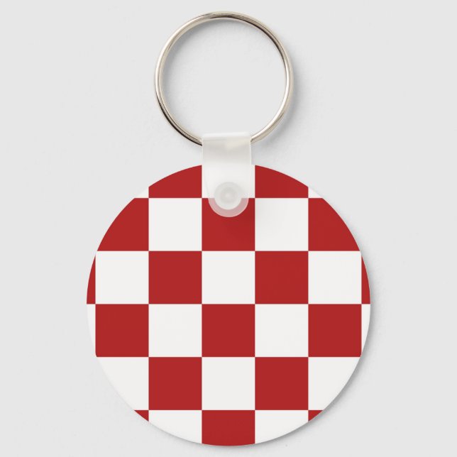 Chequered Red and White Keychain (Front)