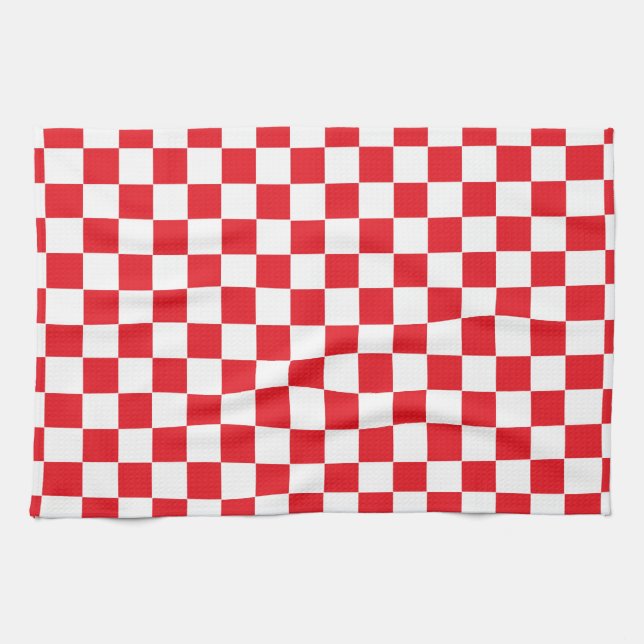 Chequered Red and White Kitchen Towel (Horizontal)