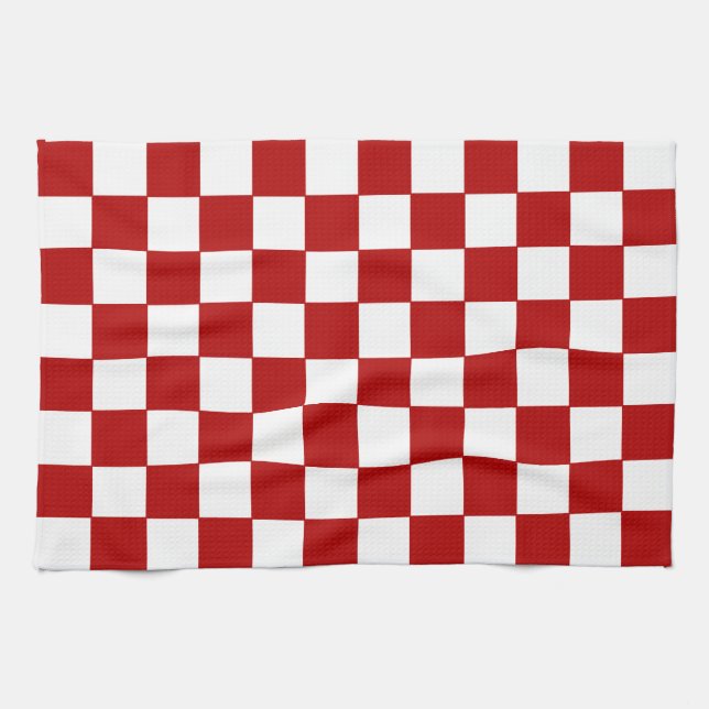 Chequered Red and White  Kitchen Towel (Horizontal)