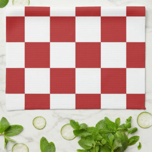 Chequered Red and White Kitchen Towel
