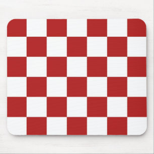 Chequered Red and White Mouse Pad