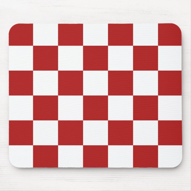 Chequered Red and White Mouse Pad (Front)