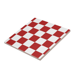 Chequered Red and White Tile