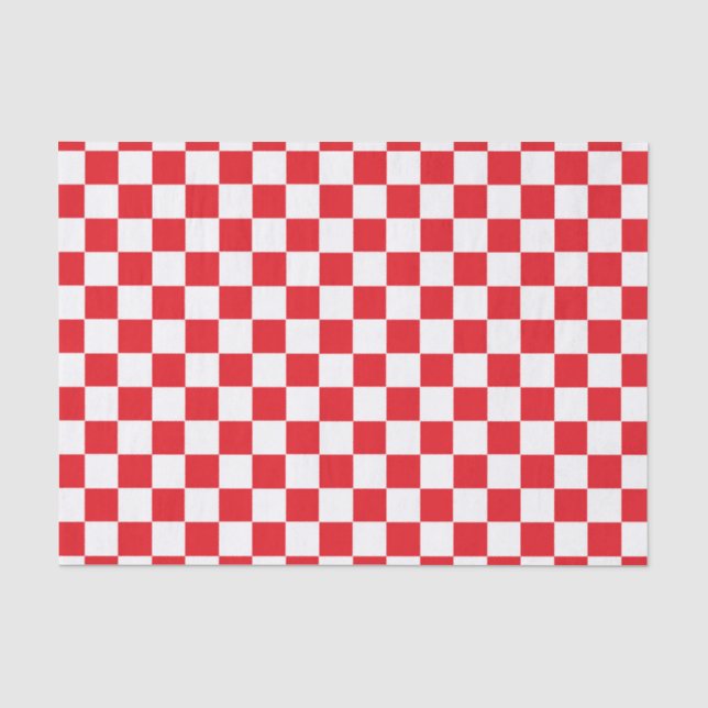 Chequered Red and White Tissue Paper (Front)