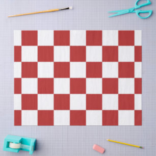 Chequered Red and White Tissue Paper