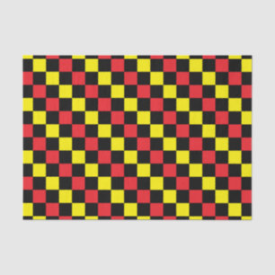 Chequered Red, Black and Yellow Tissue Paper
