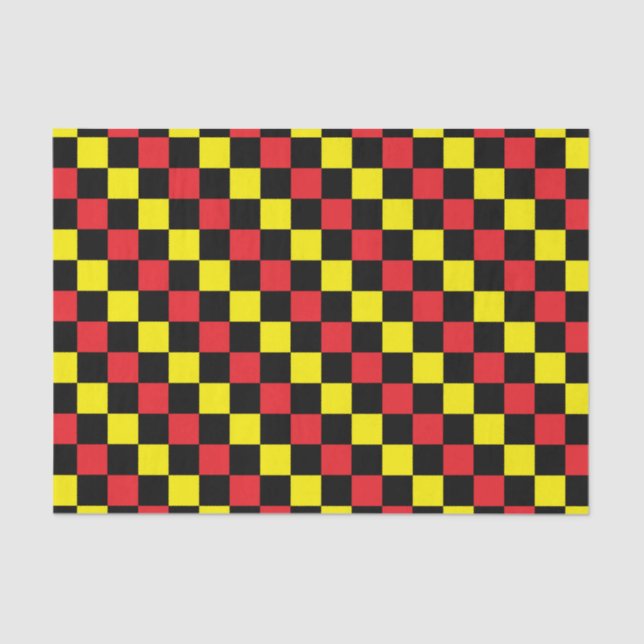 Chequered Red, Black and Yellow Tissue Paper (Front)