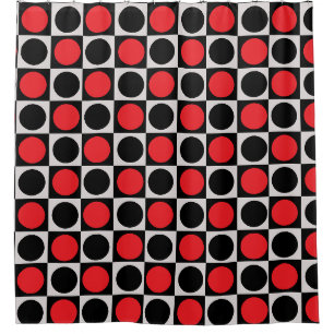 Chequered Red Black Circles Pattern Design