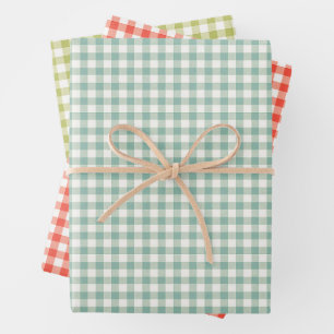 Chequered Red Chequered Blue Chequered Green  Wrapping Paper Sheet