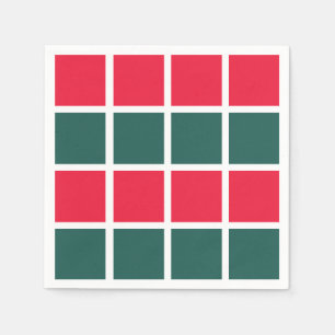 Chequered Red Green Chequered Party Napkin