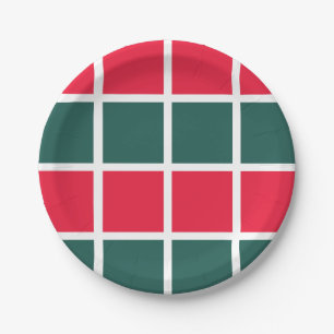 Chequered Red Green Chequered Party Paper Plate