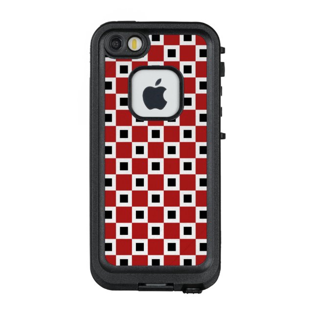 Chequered Red, White and Black Squares LifeProof iPhone Case (Back)