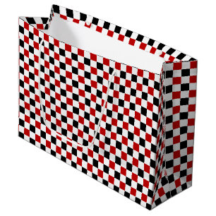Chequered Red-White-Black-Gift Bag, large Gift Bag
