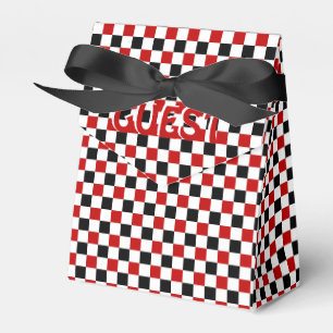 Chequered Red-white-black-Tent Style Favour Box