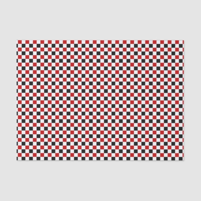 Chequered Red-White-Black-Tissue Paper (Front)