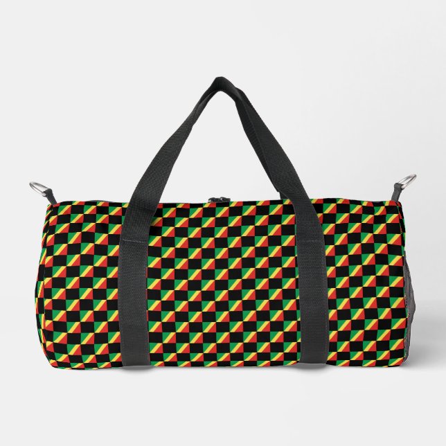 Chequered Republic of the Congo Flag Pattern  Duffle Bag (Front)
