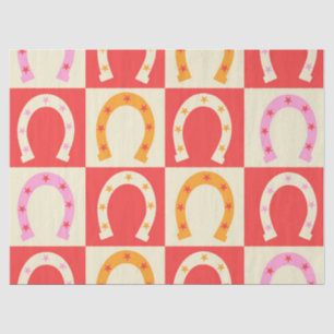 Chequered Retro Horseshoe in Orange red and Pink  Tissue Paper