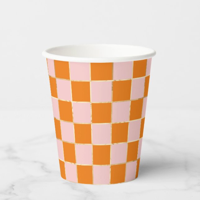 Chequered Retro Paper Cups (Front)