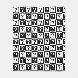 Chequered Riddle Question Mark Pattern Design Fleece Blanket