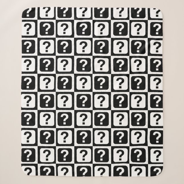 Chequered Riddle Question Mark Pattern Design  Sherpa Blanket (Front)