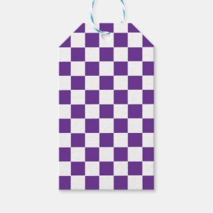 Chequered Royal Purple and White Gift Tags