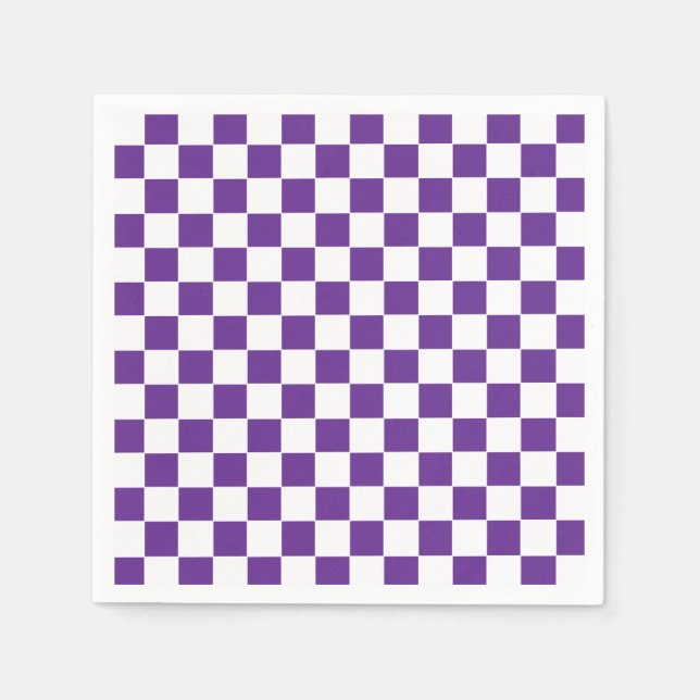 Chequered Royal Purple  and White Napkin (Front)