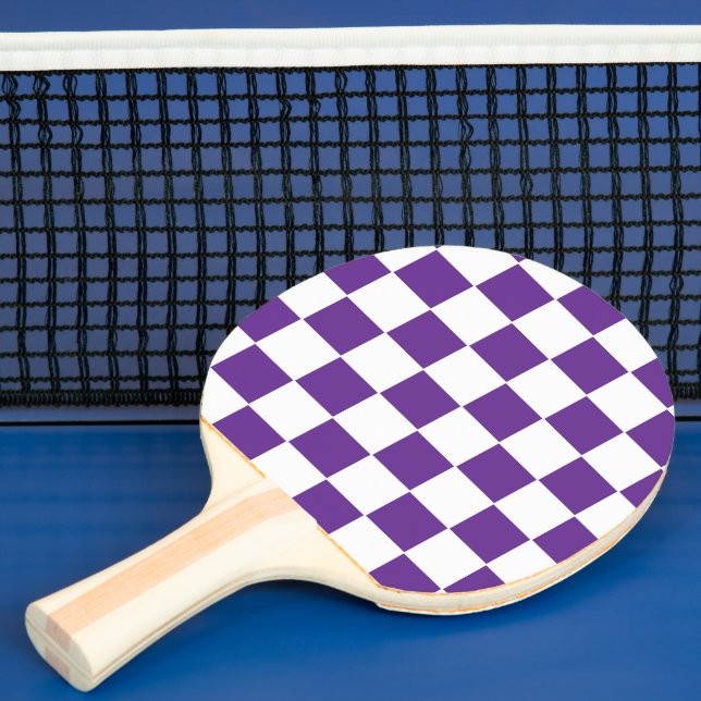 Chequered Royal Purple  and White Ping Pong Paddle (Insitu)