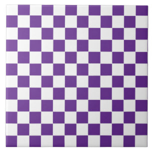 Chequered Royal Purple and White Tile