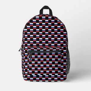 Chequered Russia Flag Pattern  Printed Backpack
