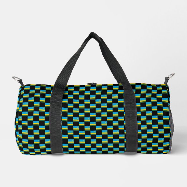 Chequered Rwanda Flag Pattern  Duffle Bag (Front)