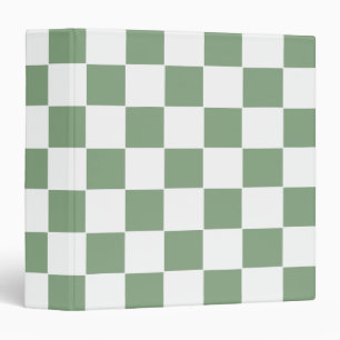 Chequered Sage Green and White Binder