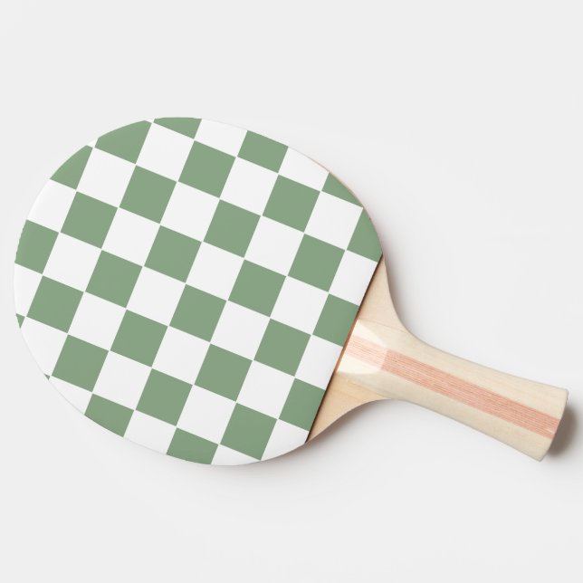 Chequered Sage Green and White Ping Pong Paddle (Side)