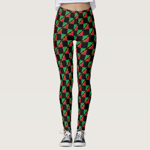 Chequered Saint Kitts and Nevis Flag Pattern  Leggings