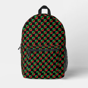 Chequered Saint Kitts and Nevis Flag Pattern  Printed Backpack