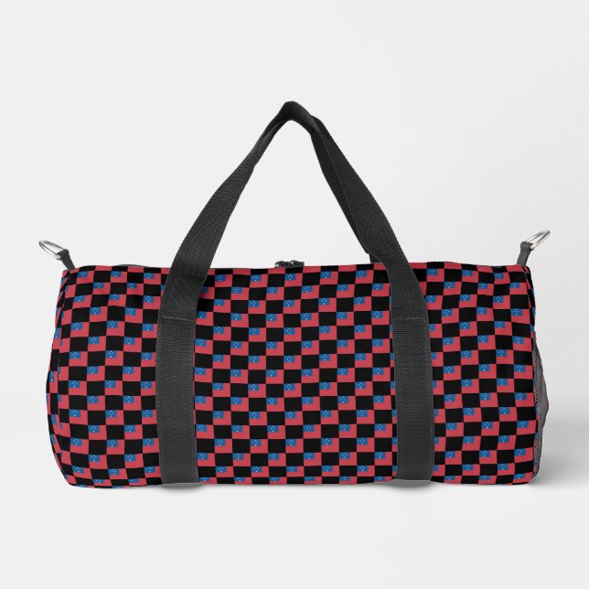 Chequered Samoa Flag Pattern  Duffle Bag (Front)