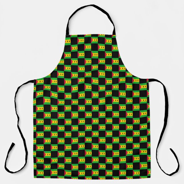 Chequered Sao Tome and Principe Flag Pattern  Apron (Front)