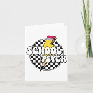 Chequered School Psychologist Pencil Lightning Bol Card