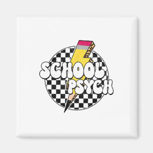 Chequered School Psychologist Pencil Lightning Bol Magnet