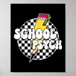 Chequered School Psychologist Pencil Lightning Bol Poster