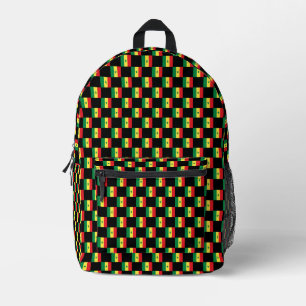 Chequered Senegal Flag Pattern  Printed Backpack