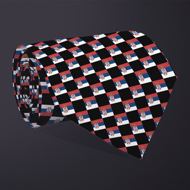 Chequered Serbia Flag Pattern  Tie (Creator Uploaded)