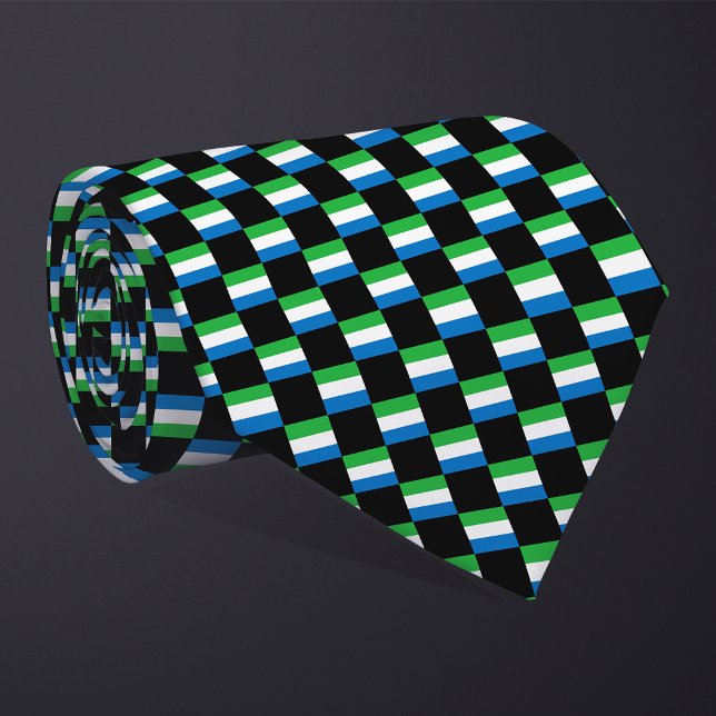 Chequered Sierra Leone Flag Pattern  Tie (Creator Uploaded)