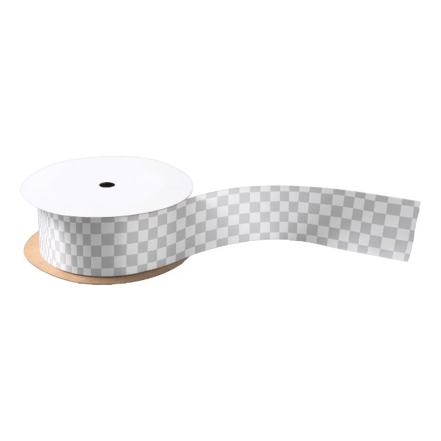 Chequered Silver and White Satin Ribbon (Spool)