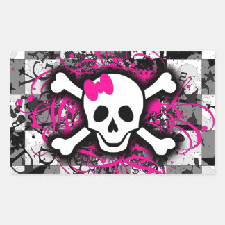 Chequered Skull With Hot Pink Splatter Sticker